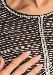 Jacqueline Crystal Embellished Dress(Black/Silver,XXS)