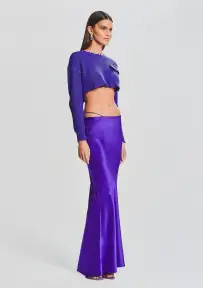 Silvana Silk Maxi Skirt(Violet Indigo,XXS)