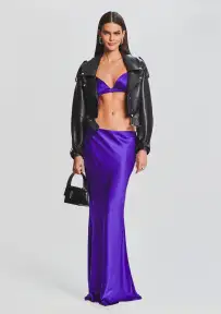 Silvana Silk Maxi Skirt(Violet Indigo,XXS)