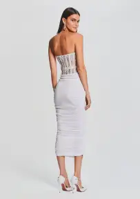 Fae Embellished Dress(White,XXS)