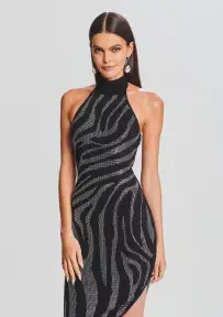 Kaisley Knit Dress(Black/Silver Zebra,XXS)