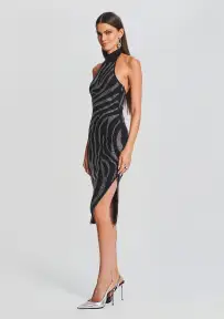 Kaisley Knit Dress(Black/Silver Zebra,XXS)