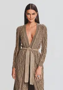 Adaline Cable Knit Cardigan(Washed Tan,XXS/XS)