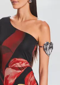Anthurium Crystal Arm Band - Silver
