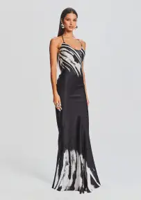 Cami Silk Dress(Zebra Ink Ombre,XXS)
