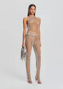 Zoe Embellished Pant(Tannin/Silver,XXS)