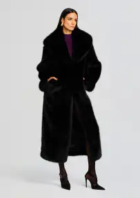 Averie Faux Fur Coat(Black,XXS)