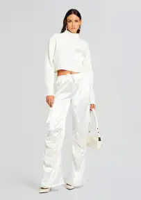 Donna Mid Cropped Sweater(Winter White,XXS)