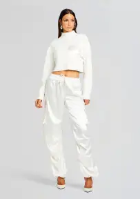 Donna Mid Cropped Sweater(Winter White,XXS)