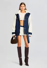 Mink Teddy Denim Jacket(Deep Sea,XS/S)