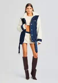 Mink Teddy Denim Jacket(Deep Sea,XS/S)