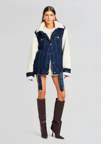 Mink Teddy Denim Jacket(Deep Sea,XS/S)