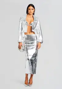 Victoria Leather Jacket(Silver,XXS)