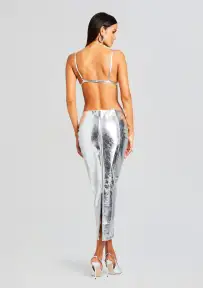 Liza Leather Skirt(Silver,XXS)