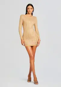Virginia Embellished Knit Dress(Tannin,XXS)