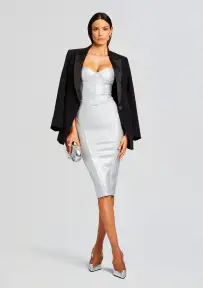 Zora Coated Knit Dress(Coated Silver,XXS)