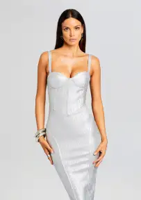 Zora Coated Knit Dress(Coated Silver,XXS)