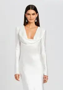 Anna Cowl Evening Dress(White,XS)
