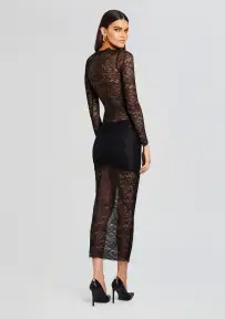 Ellie Lace Midi Dress(Black,XS)