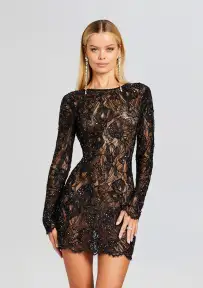 Kennedy Embellished Lace Dress(Black,XXS)