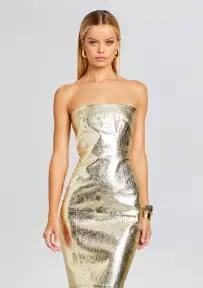 Lavonne Leather Dress(Gold,XXS)