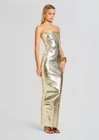 Lavonne Leather Dress(Gold,XXS)