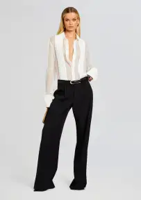 Meghan Panelled Silk Blouse(White,XS)