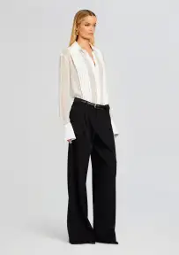 Meghan Panelled Silk Blouse(White,XS)