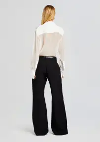 Meghan Panelled Silk Blouse(White,XS)