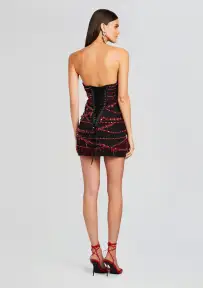 Prae Crystal Embellished Dress(Black/Red,XXS)