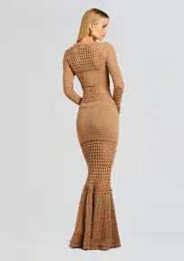 Sereno Knit Crochet Dress(Metallic Nude Bronze,XXS)