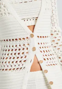Alaia Knit Crochet Cardigan(Iridescent White,XXS)
