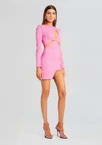 Ariel Long Sleeve Mini Dress(Pink,XS)