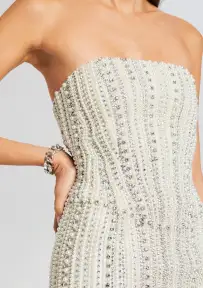 Esmeray Embellished Dress(White,XXS)