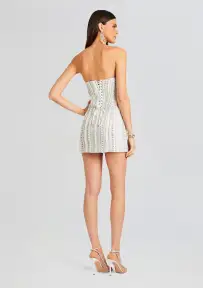 Esmeray Embellished Dress(White,XXS)