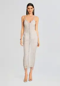 Irina Maxi Dress(White/Silver,XXS)
