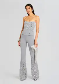 Chloe Embellished Top(Gray/Silver,XXS)