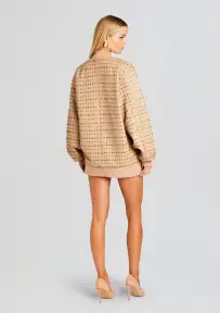 Gianna Embellished Leather Jacket(Nude,XXS)