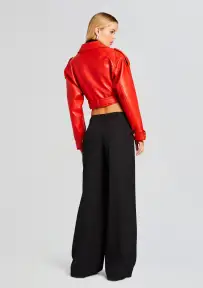 Victoria Leather Jacket(Fiery Red,XXS)