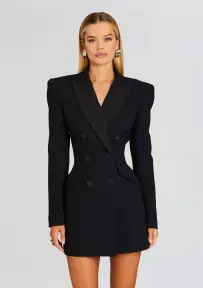 Amberly Blazer Dress(Black,XS)