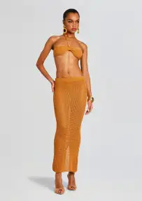 Aria Knitted Skirt(Tobacco,XS-S)