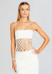 Solene Dress(White/Crystal,XXS)