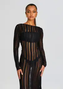 Saley Long Dress(Black Sham,XS)