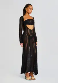 Saley Long Dress(Black Sham,XS)
