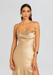 Emery Embellished Silk Dress(Nude,XXS)