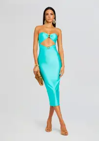 Ida Lycra Midi Dress(Blue Maldives,XS)