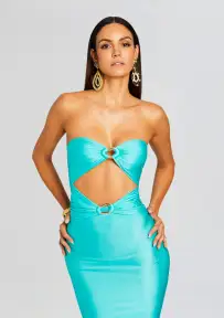 Ida Lycra Midi Dress(Blue Maldives,XS)
