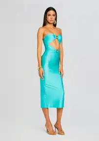 Ida Lycra Midi Dress(Blue Maldives,XS)