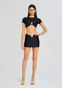 Kaida Lycra Cropped Shirt(Black,XS)