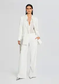Solana Embellished Blazer(White,XXS)